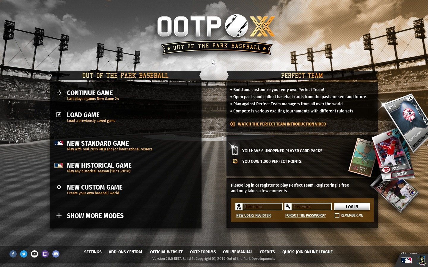 Out of the Park Baseball 20 Steam CD Key [$ 120.58]