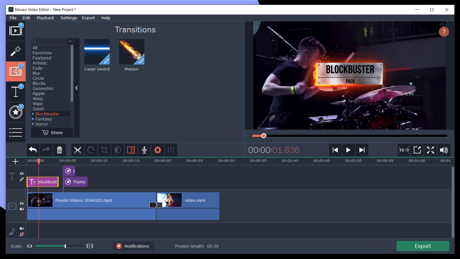 Movavi Video Editor Plus 2020 - Cinematic Set Effects DLC Steam CD Key [$ 0.68]