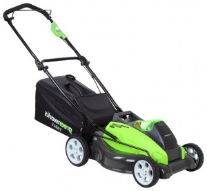 gräsklippare Greenworks 2500107 G-MAX 40V 45 cm 4-in-1 Fil, egenskaper, recension