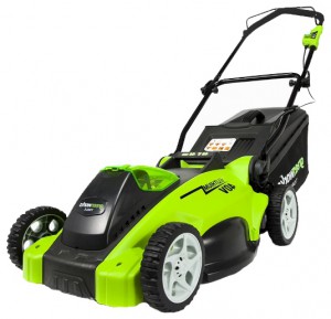 lawn mower Greenworks 2500007 G-MAX 40V 40 cm 3-in-1 Photo, Characteristics, review