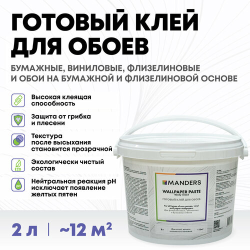 Клей для обоев универсальный Manders Wallpaper Paste Готовый 2 л. фото, описание