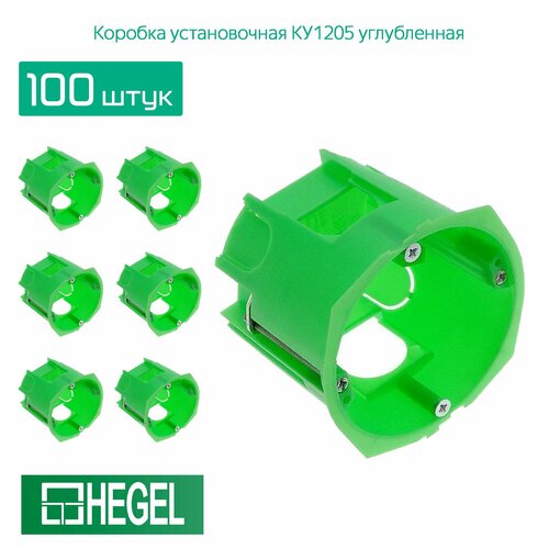 Коробка установочная HEGEL 68x60 углубленная IP20 КУ1205 по гипсокартону с металлическими лапками 100штук фото, описание