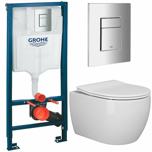 Инсталляция Grohe Solido 38811000 + унитаз Ceramica Nova Play CN3001 безободковый с сиденьем фото, описание