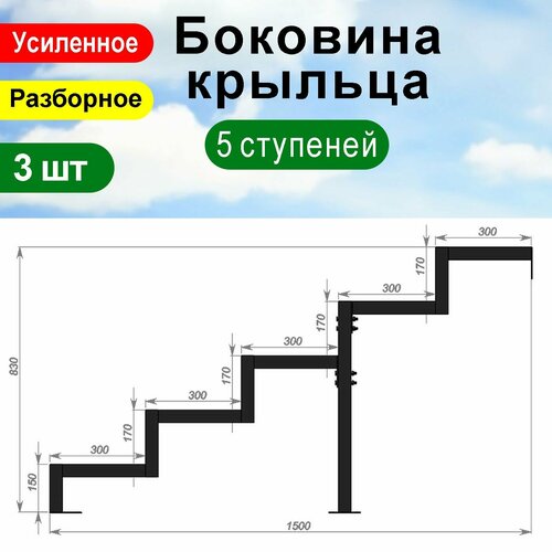 Крыльцо к дому 5 ступеней - Боковина 3 шт. фото, описание