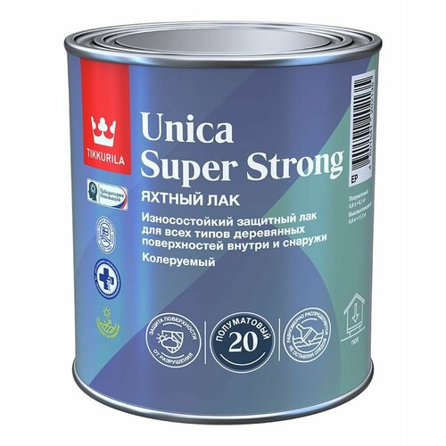 Лак яхтный алкидно-уретановый UNICA SUPER STRONG EP полуматовый 0.9л Tikkurila 034914 фото, описание