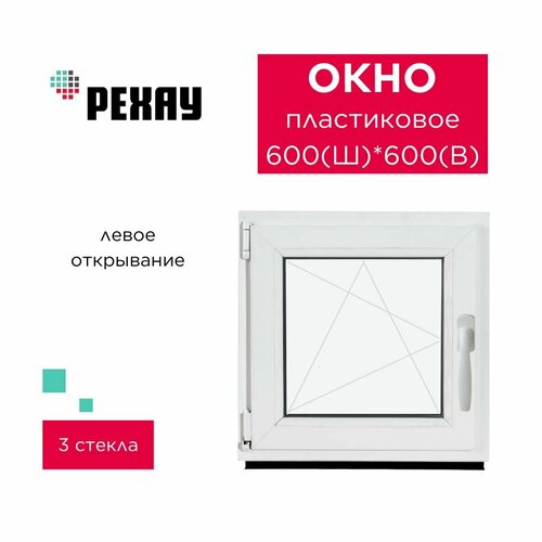 Окно пластиковое 600х600 мм левое поворотно-откидное двухкамерный стеклопакет фото, описание