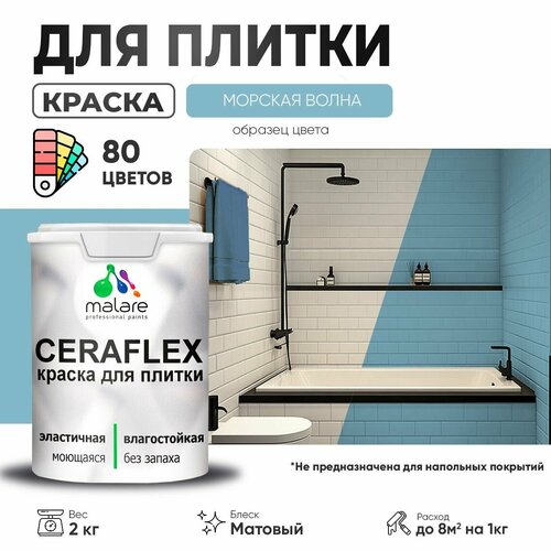 Краска акриловая (АК) Malare Ceraflex матовая морская волна 2 кг фото, описание