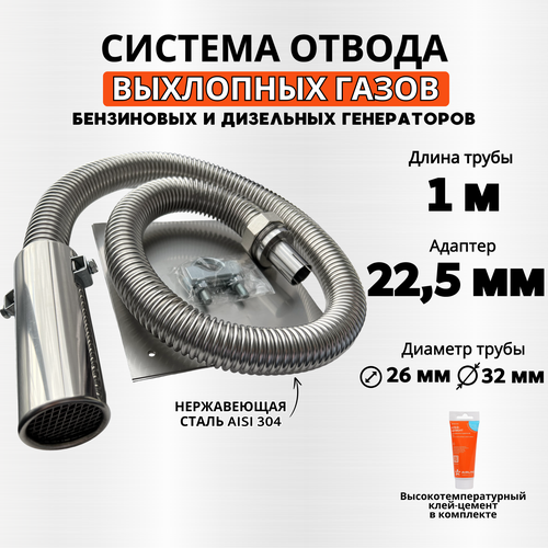 Длина 1м вход 22мм. Отвод выхлопных газов генератора фото, описание