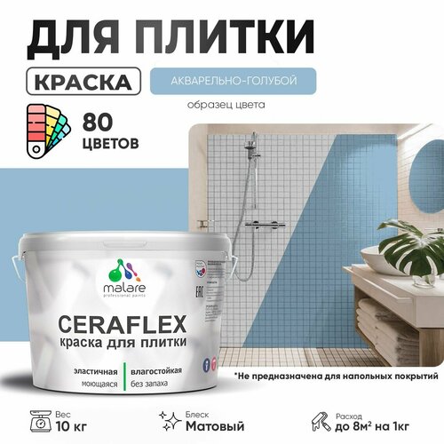 Краска акриловая (АК) Malare Ceraflex матовая акварельно-голубой 10 кг фото, описание