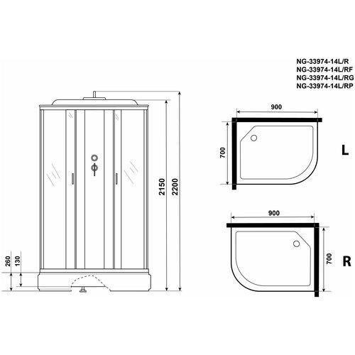 Душевая кабина Niagara NG-33974-14LF 90x70 фото, описание