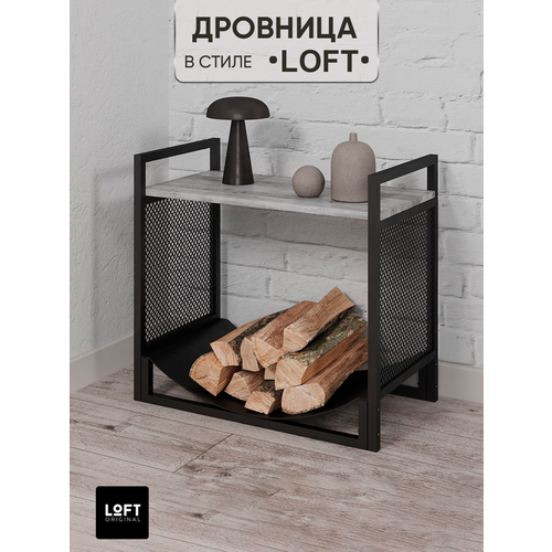 Дровница металлическая Loft Original для дров для бани с полкой фото, описание