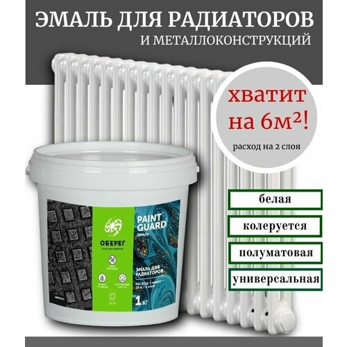 Эмаль для радиаторов отопления белая полуматовая PaintGuard 1кг фото, описание