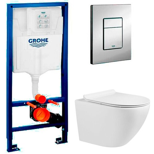 Инсталляция Grohe Rapid SL 38772001 + унитаз Meer MR-2100 безободковый с сиденьем фото, описание