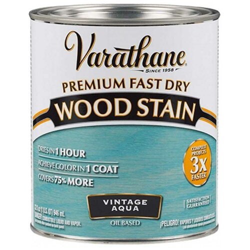 Масло для дерева и мебели Varathane Fast Dry Wood Stain быстросохнущее тонирующее масла, морилка, пропитка для дерева, Винтаж аква, 0.946 л фото, описание