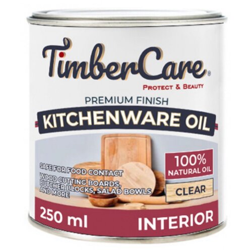 Пропитка для дерева и столешниц TimberCare Kitchenware Oil, масло для дерева и разделочных досок, деревянной посуды, прозрачное, 0.250л, матовый фото, описание