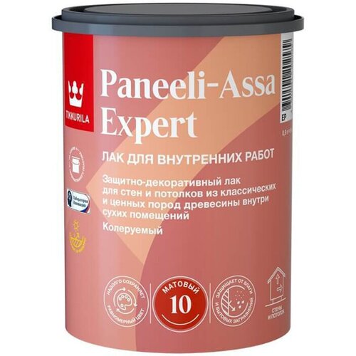 Лак для дерева Tikkurila Paneeli-Assa Expert (Панели-Ясся), акрилатный, матовый, база EP, 0,9 л фото, описание