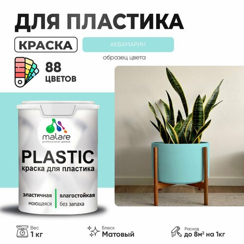 Краска акриловая (АК) Malare PlastiC матовая аквамарин 1 кг фото, описание