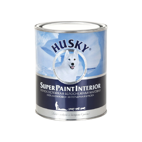 Краска акриловая (АК) HUSKY Super Paint Interior матовая белый 0.9 л 1.1 кг фото, описание