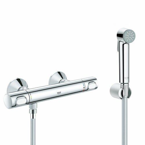 Гигиенический душ с термостатом Grohe Grohtherm 500 Silverflex, шланг 125 см, хром фото, описание