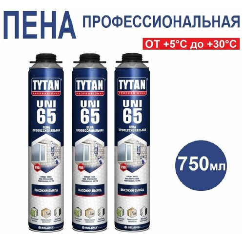 Профессиональная монтажная пена Tytan Professional 65 UNI, 750 мл, 3 шт фото, описание