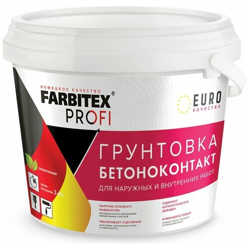 Грунтовка бетоноконтакт акриловая FARBITEX профи 3,5 кг фото, описание