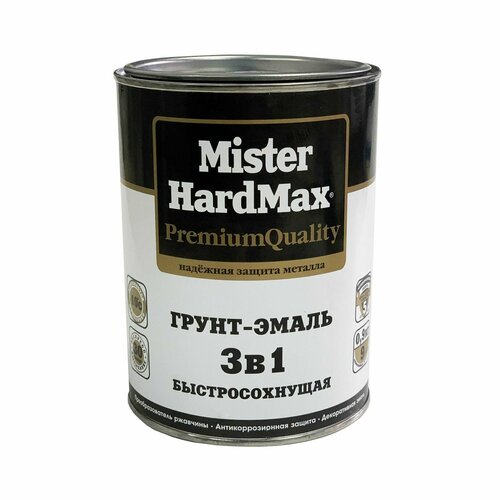 HardMax Грунт-эмаль 3 в 1 краска по металлу, по ржавчине, быстросохнущая / Полуматовая, Черная , 5 кг фото, описание