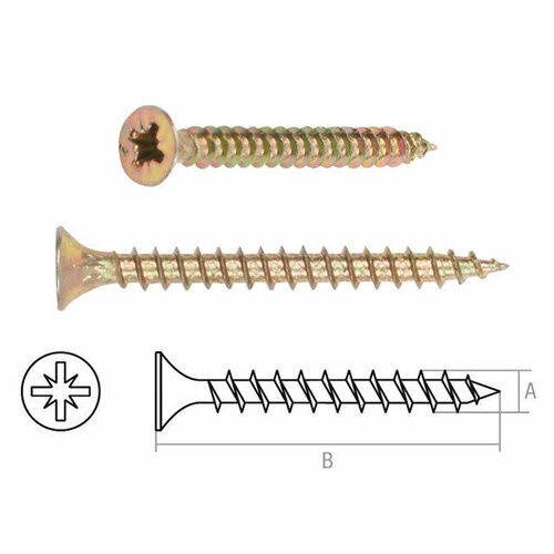 Шуруп универсальный 4,0х80 мм желтый цинк STARFIX 2000 штук (SM-25460-2000) фото, описание