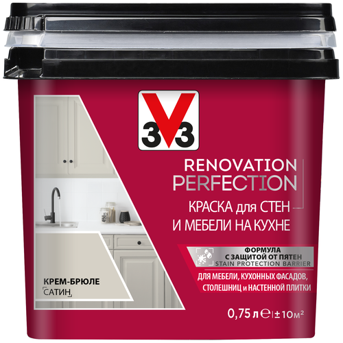 V33 Renovation Perfection для стен и мебели на кухне полуматовая Крем-брюле 0.75 л фото, описание