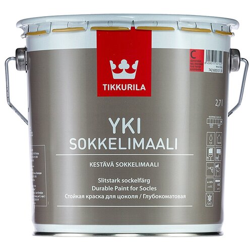 Краска щелочестойкая для цоколей и фасадов Tikkurila Yki Socle матовая (2,7л) А (белая и под колеровку) фото, описание