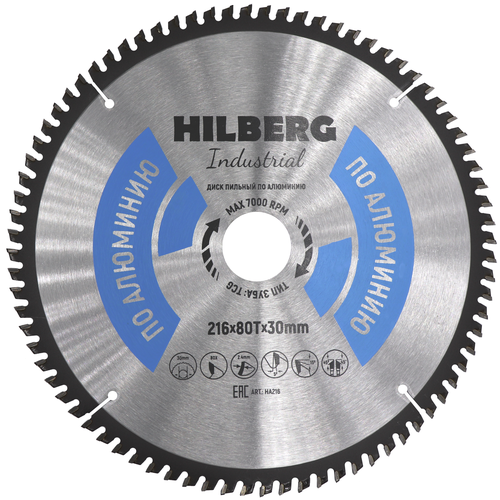 Диск Hilberg Industrial HA216 пильный по алюминию 216x30mm 80 зубьев фото, описание