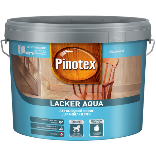 Pinotex Lacker Aqua бесцветный, матовая, 9 л фото, описание