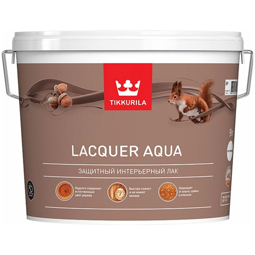 Tikkurila Lacquer Aqua бесцветный, полуглянцевая, 9 кг, 9 л фото, описание