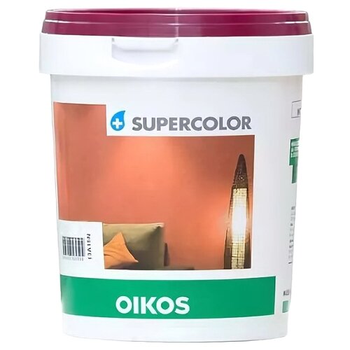 Краска акриловая (АК) Oikos Supercolor матовая бeлый 1 л 1.57 кг фото, описание