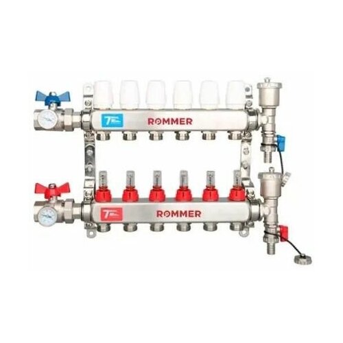 Коллектор ROMMER из нержавеющей стали в сборе с расходомерами 7 вых. (RMS-1210-000007) фото, описание