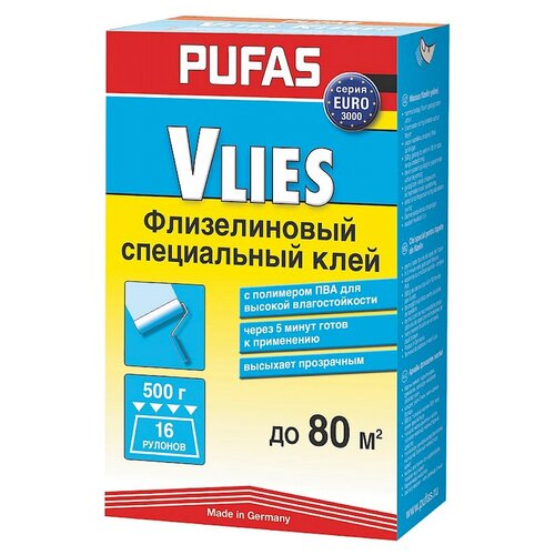 Клей для флизелиновых обоев PUFAS Vlies Kleber 0.5 л 0.5 кг фото, описание