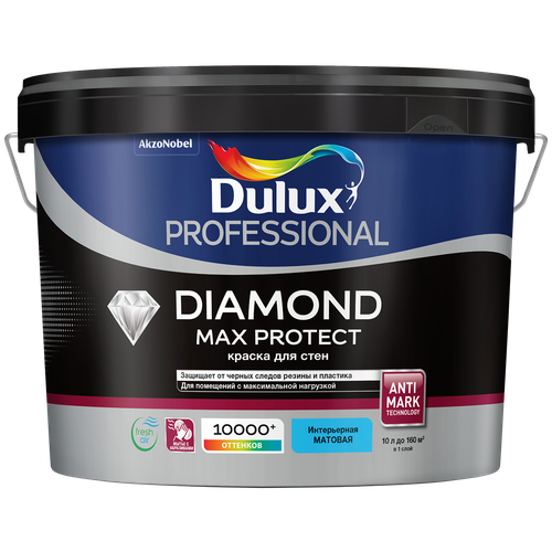 Краска водно-дисперсионная Dulux Diamond Max Protect матовая бесцветный 2.25 л 3.15 кг фото, описание