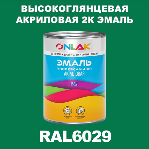 Высокоглянцевая акриловая 2К эмаль ONLAK в банке (в комплекте с отвердителем: 1кг + 0,25кг), быстросохнущая, по металлу, по ржавчине, по дереву, по бетону, банка 1 кг, RAL6029 фото, описание