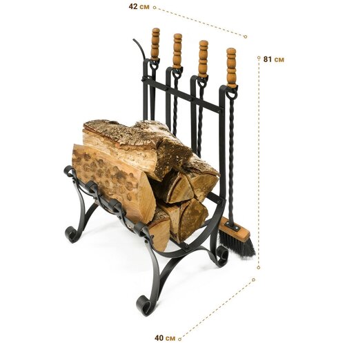 Каминный набор/ набор для чистки камина Дровница с сумкой фото, описание