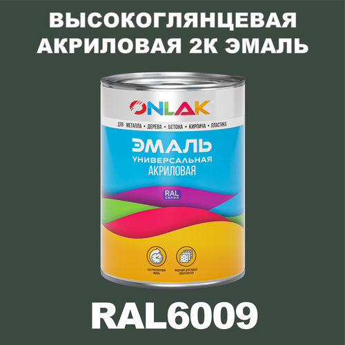 Высокоглянцевая акриловая 2К эмаль ONLAK в банке (в комплекте с отвердителем: 1кг + 0,25кг), быстросохнущая, по металлу, по ржавчине, по дереву, по бетону, банка 1 кг, RAL6009 фото, описание