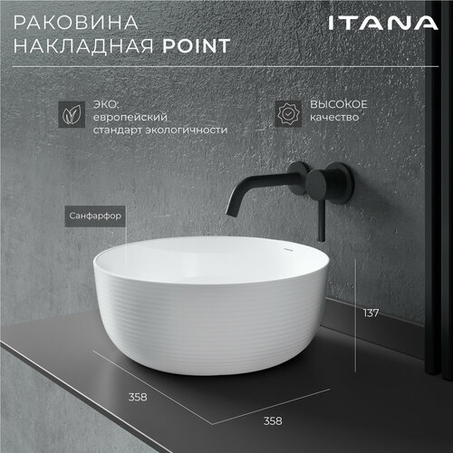 Раковина накладная для ванной ITANA POINT white 358х358х137 фото, описание