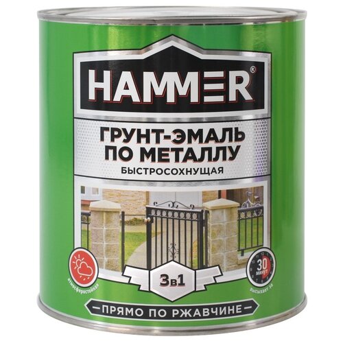 Грунт-эмаль по металлу 3 в 1 HAMMER б/с шоколадная 2,7 кг фото, описание