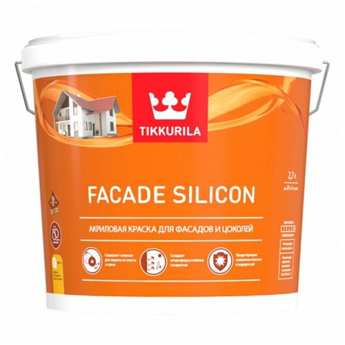 Краска акриловая Tikkurila Facade Silicon глубокоматовая белый 2.7 л 3.77 кг фото, описание