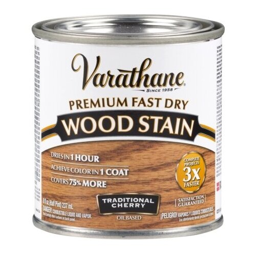 Масло для дерева и мебели Varathane Fast Dry Wood Stain быстросохнущее тонирующее масла, морилка, пропитка для дерева, Традиционная вишня, 0.236 л фото, описание