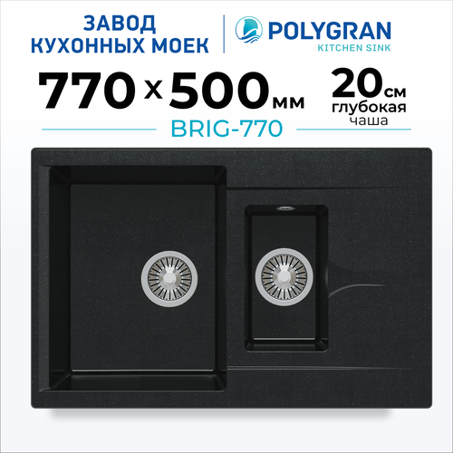 Кухонная мойка Polygran BRIG-770 (№316 Космос) фото, описание