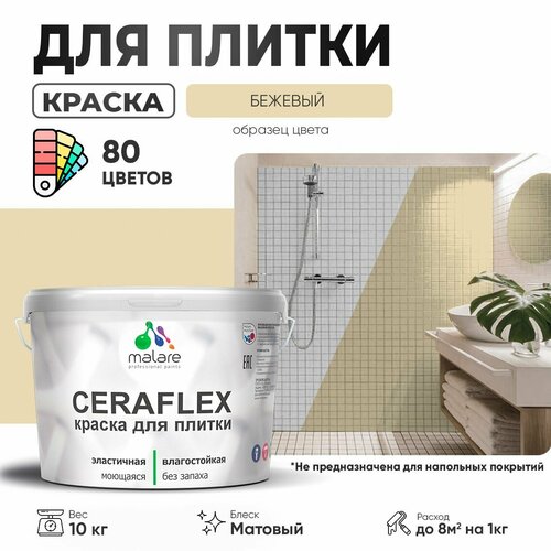 Краска акриловая (АК) Malare Ceraflex матовая бежевый 10 кг фото, описание