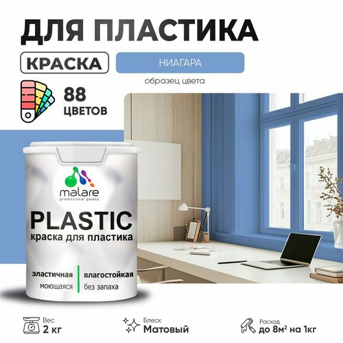 Краска акриловая (АК) Malare PlastiC матовая ниагара 2 кг фото, описание