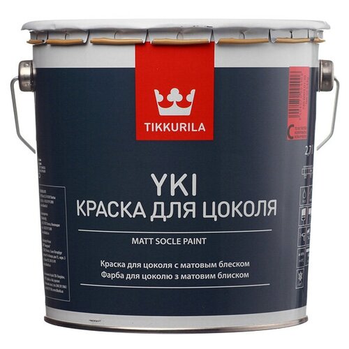 Краска акриловая Tikkurila Yki Sokkelimaali, для цоколя матовая бесцветный 2.7 л 3.4 кг фото, описание