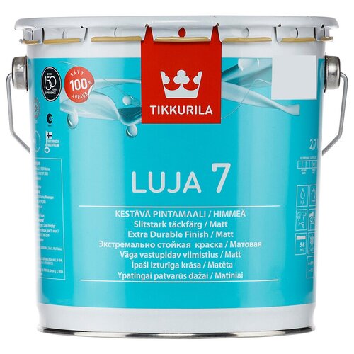 Краска акриловая (АК) Tikkurila Luja 7 матовая бесцветный 2.7 л 2.7 кг фото, описание