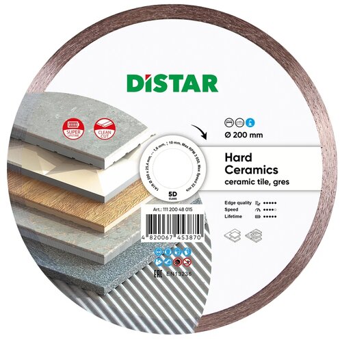 Диск алмазный отрезной Distar 1A1R Hard Ceramics 11120048015, 200 мм, 1 шт. фото, описание