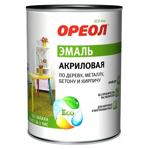 Эмаль акриловая (АК) Ореол глянцевая, А, глянцевая, голубой, 0.9 кг, 0.9 л фото, описание